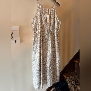 C&C California White and Gray Leaf Midi Dress